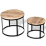 Two Piece Coffee Table Set Rough Mango Wood Round 40 cm/50 cm Image 5
