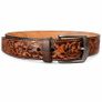 Unisex Genuine Leather Belt Vintage Embossed Design with Antique Buckle Casual & Formal Waist Belt Image 3