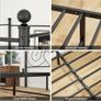 5ft King Canopy Bed Frame Platform, 150x200cm Kingsize Bed Frame with Vintage Headboard and Footboard, Heavy Duty Steel Slats and Support with Mattress Foundation,Black Image 6