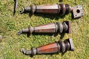 Antique mahogany piano legs with bronze casters