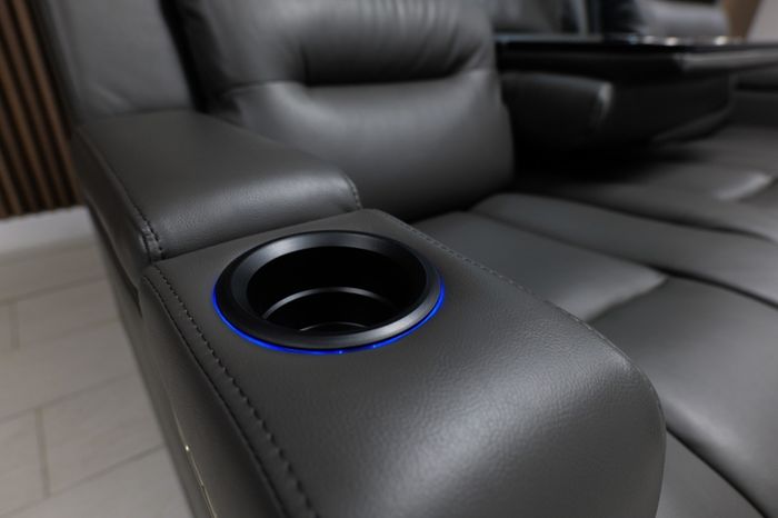 2 Seater Titan Plus Electric Grey Leather Recliner Sofa