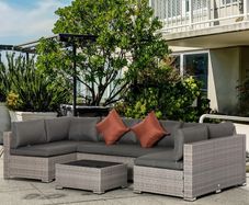6 Seater Patio PE Rattan Wicker Sofa Set, Outdoor All Weather Conservatory Furniture