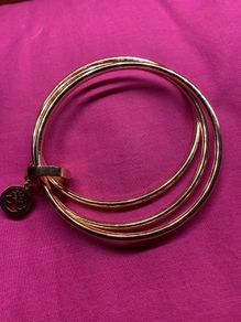 Newbridge Rose Gold Tone Triple Bangles Lotus charm