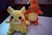 Pikachu and Charmander Small Official Plushies