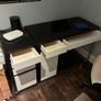 Black and white desk with integrated drawer unit Image 3