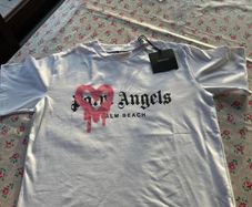 Palm Angels Men's White and Pink T-shirt