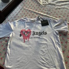 Palm Angels Men's White and Pink T-shirt