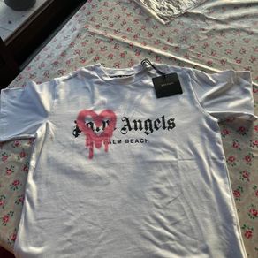 Palm Angels Men's White and Pink T-shirt
