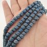Vintage African Style White Stripe Blue 7mm -8mm Glass Beads Necklace Strand Image 2