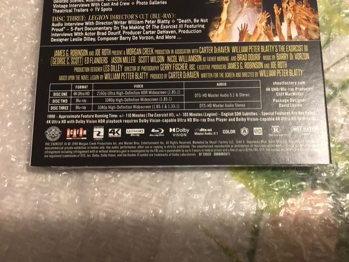 EXORCIST 111  4K UHD Collectors Edition with rare Slipcover Shout Factory