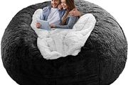 Bean Bag Chair Cover Without Filler,Big Round Soft Fluffy PV Velvet Washable Bean Bag Lazy Sofa Bed Cover for Adults,Living Room Bedroom Furniture Outside,5ft