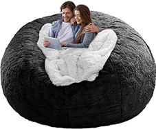 Bean Bag Chair Cover Without Filler,Big Round Soft Fluffy PV Velvet Washable Bean Bag Lazy Sofa Bed Cover for Adults,Living Room Bedroom Furniture Outside,5ft