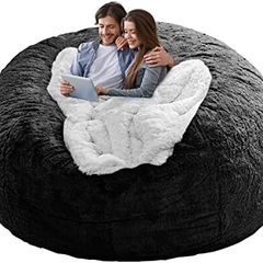 Bean Bag Chair Cover Without Filler,Big Round Soft Fluffy PV Velvet Washable Bean Bag Lazy Sofa Bed Cover for Adults,Living Room Bedroom Furniture Outside,5ft