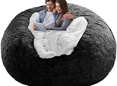 Bean Bag Chair Cover Without Filler,Big Round Soft Fluffy PV Velvet Washable Bean Bag Lazy Sofa Bed Cover for Adults,Living Room Bedroom Furniture Outside,5ft