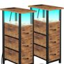 Bedside Table Set of 2 with Charging Station, Narrow Side Table with LED Lights Image 9