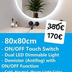 LED Bathroom Mirror 60x80cm Touch Switch Fogless