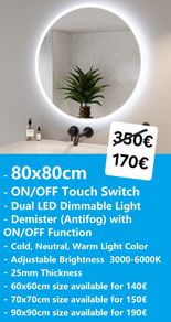 LED Bathroom Mirror 80cm