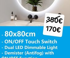 LED Bathroom Mirror 80cm Tricolor Light