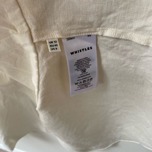 Whistles 100% Linen Button Frill Midi Skirt Cream / Ivory - Size 12