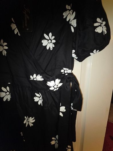 Monochrome Floral Wrap Dress.