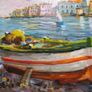 Original Italian harbour painting Image 2
