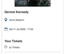 2 x Dermot Kennedy Tickets Aviva Saturday 40euro