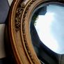 Antique gilt wood floral motif convex mirror Image 3