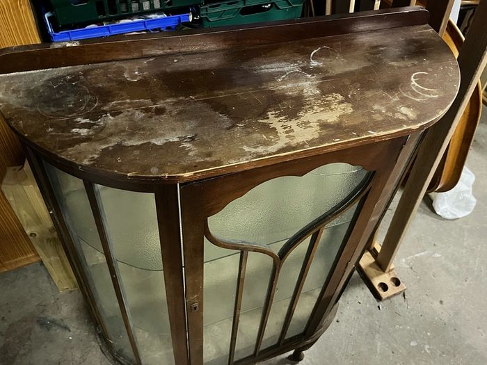 Vintage Bow-Fronted Glazed Display Cabinet. Restoration Project