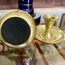 Pair Round Brass Candlestick Holders Considered by Helen James Collection Image 4