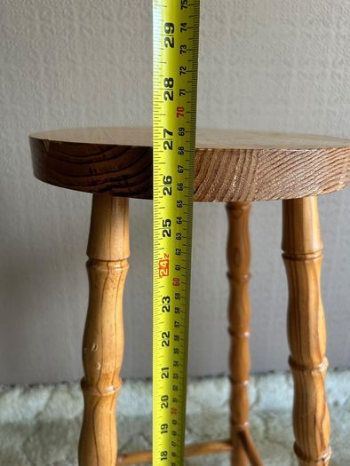Pair of Tall Solid Pine Wooden Bar Stools