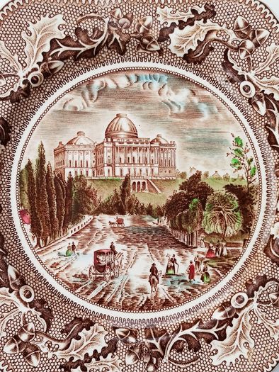 Genuine hand engraved plate "The Capitol at Washington" of the series Historic America by Johnson Bros.  England   size 19.5x19.5cm