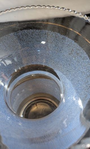 Bubble Glass Pedestal Vase Clear Seeded Scalloped Rim Vintage Style