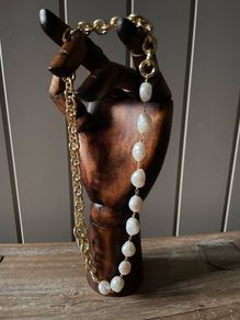 COS Freshwater Pearl gold plated cable chain necklace brand new