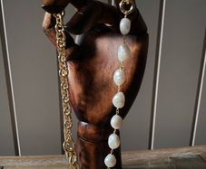 COS Freshwater Pearl gold plated cable chain necklace brand new