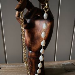 COS Freshwater Pearl gold plated cable chain necklace brand new