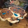Round live edge coffee table glowing in the dark Image 6