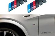 2x BMW M Sport Metal Emblems Matte Black Sticker Side Wing Fender Badge 45x15mm