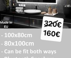 LED Bathroom Mirror Horizonatl Vertical Fit Bluetoooth Speakers Makeup Cosmetic Vanity Ensuite Bright Light Made in EU