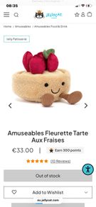 New JELLYCAT Fleurette Tarte Aux Fraises