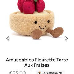 New JELLYCAT Fleurette Tarte Aux Fraises