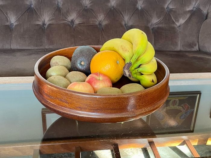 Magnificent Vintage Wide Wooden Turned Shallow Fruit Salad Bowl 1950s 1960s