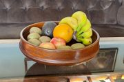 Magnificent Vintage Wide Wooden Turned Shallow Fruit Salad Bowl 1950s 1960s