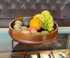 Magnificent Vintage Wide Wooden Turned Shallow Fruit Salad Bowl 1950s 1960s