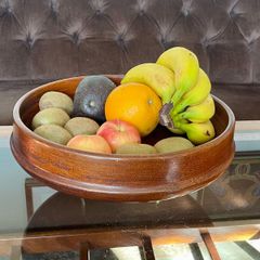 Magnificent Vintage Wide Wooden Turned Shallow Fruit Salad Bowl 1950s 1960s