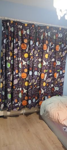Kids galaxy curtains with matching light and duvet ser