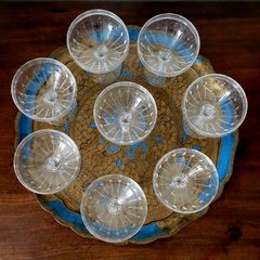Mid-century Stuart England "Oleta" cut crystal champagne coupes x 8
