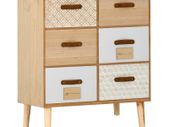 Sideboard with 6 Drawers 60x30x75 cm Solid Pinewood