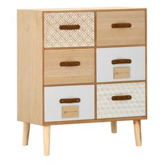 Sideboard with 6 Drawers 60x30x75 cm Solid Pinewood