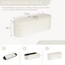Folding Ottoman Storage Bench,Boucle Footstool Oval, End of Bed Stool, Ideal for Living Room, Bedroom, 100L Storage Space,White,110x38x38cm Image 2