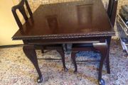 Edwardian extending mahogany rope edged top table with ball &amp; claw legs and 3 matching chairs